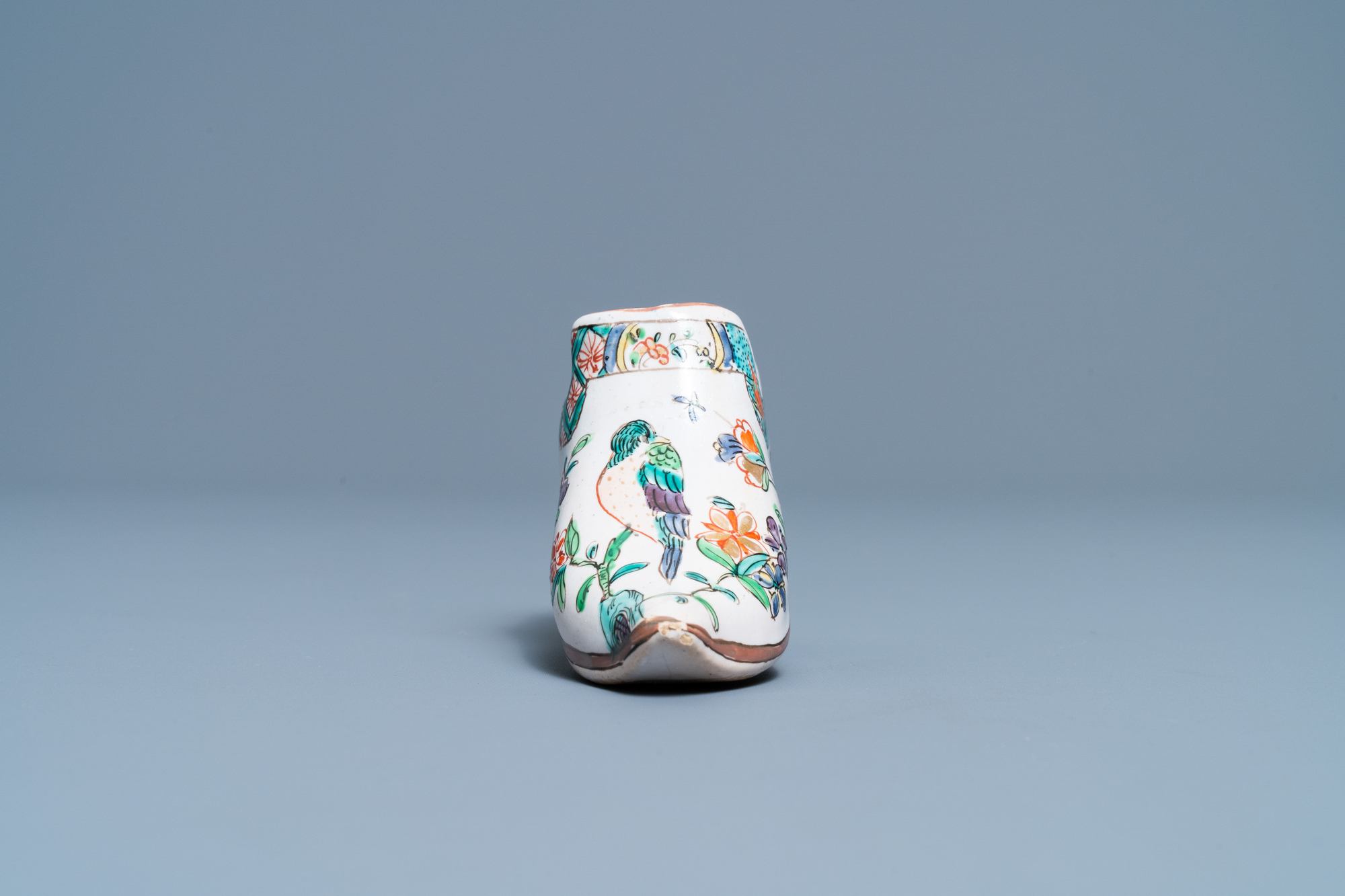 A polychrome petit feu and gilded Dutch Delft covered vase, a shoe and a pair of cashmere palette co - Image 15 of 19