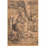 After Lucas van Leyden (1494 - 1533), etching on paper, 16th C.: The Virgin and Child with two angel