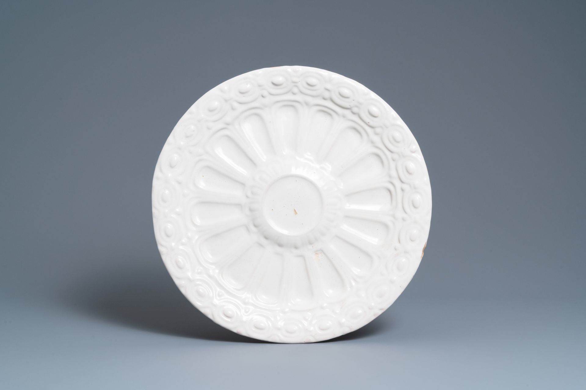 A large monochrome white lobed dish, Saint Jean du DŽsert or Marseille, France, 17th C.