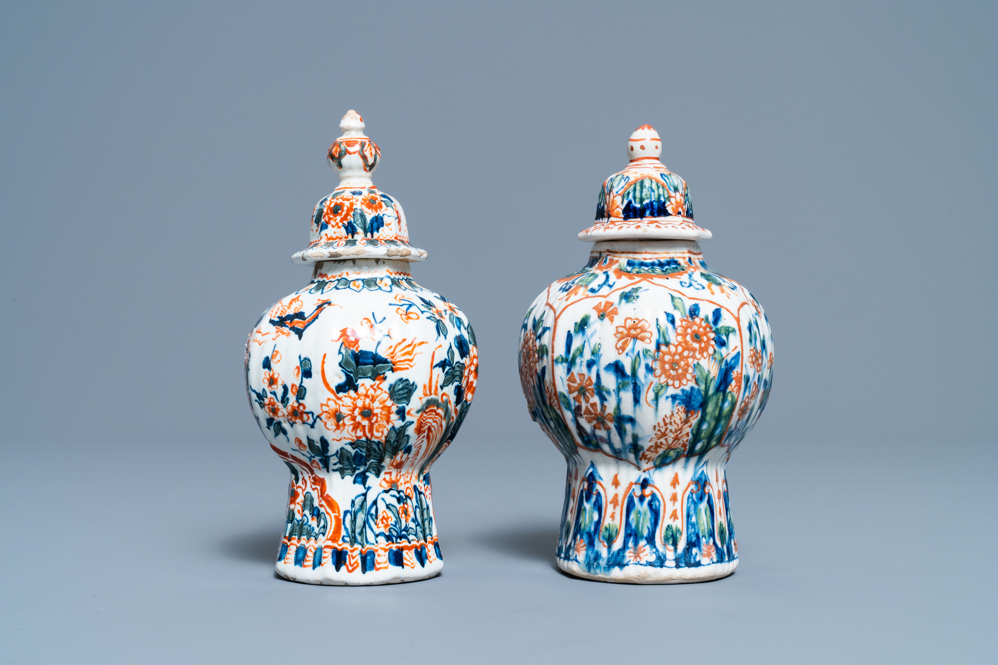 A polychrome petit feu and gilded Dutch Delft covered vase, a shoe and a pair of cashmere palette co - Image 8 of 19