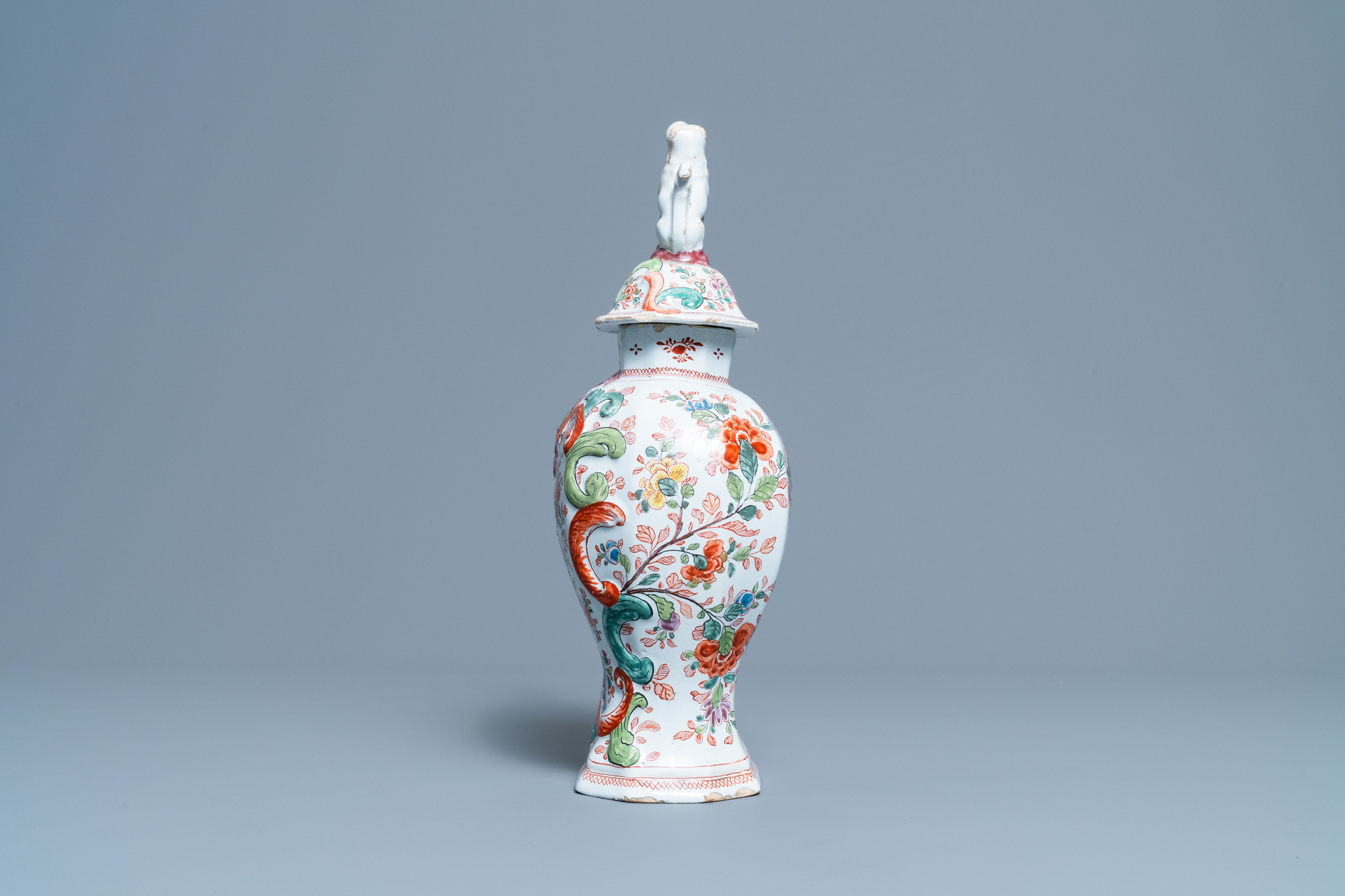 A polychrome petit feu and gilded Dutch Delft covered vase, a shoe and a pair of cashmere palette co - Image 5 of 19