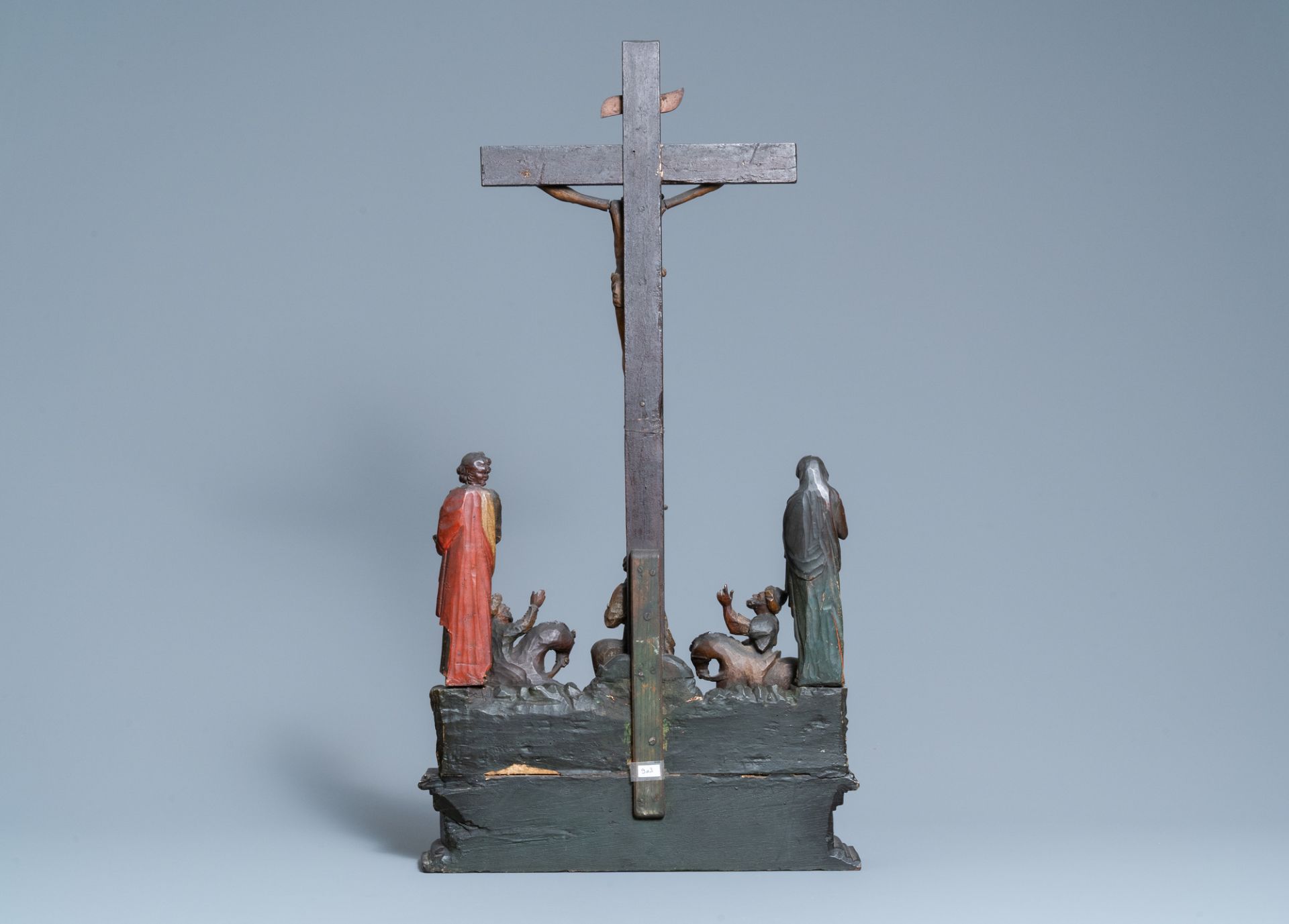 A polychromed wooden crucifixion group, Northern Italy, 16th C. - Image 3 of 10