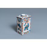 A Dutch Delft cashmere palette tea caddy, 1st half 18th C.