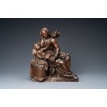 A patinated wooden group of Saint Anne with the infant Jesus on an inscribed base, ca. 1540
