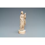 An ivory figure of a Madonna with child, Dieppe, France, 18th C.