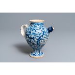 A blue and white Antwerp maiolica 'a foglie' wet drug jar, 2nd half 16th C.