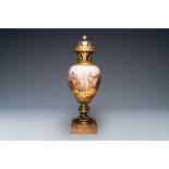 A large French Napoleonic Svres-style vase with gilded bronze mounts, signed Desprez, 19th C.