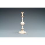 A polished ivory candlestick, probably Dieppe, France, 19th C.