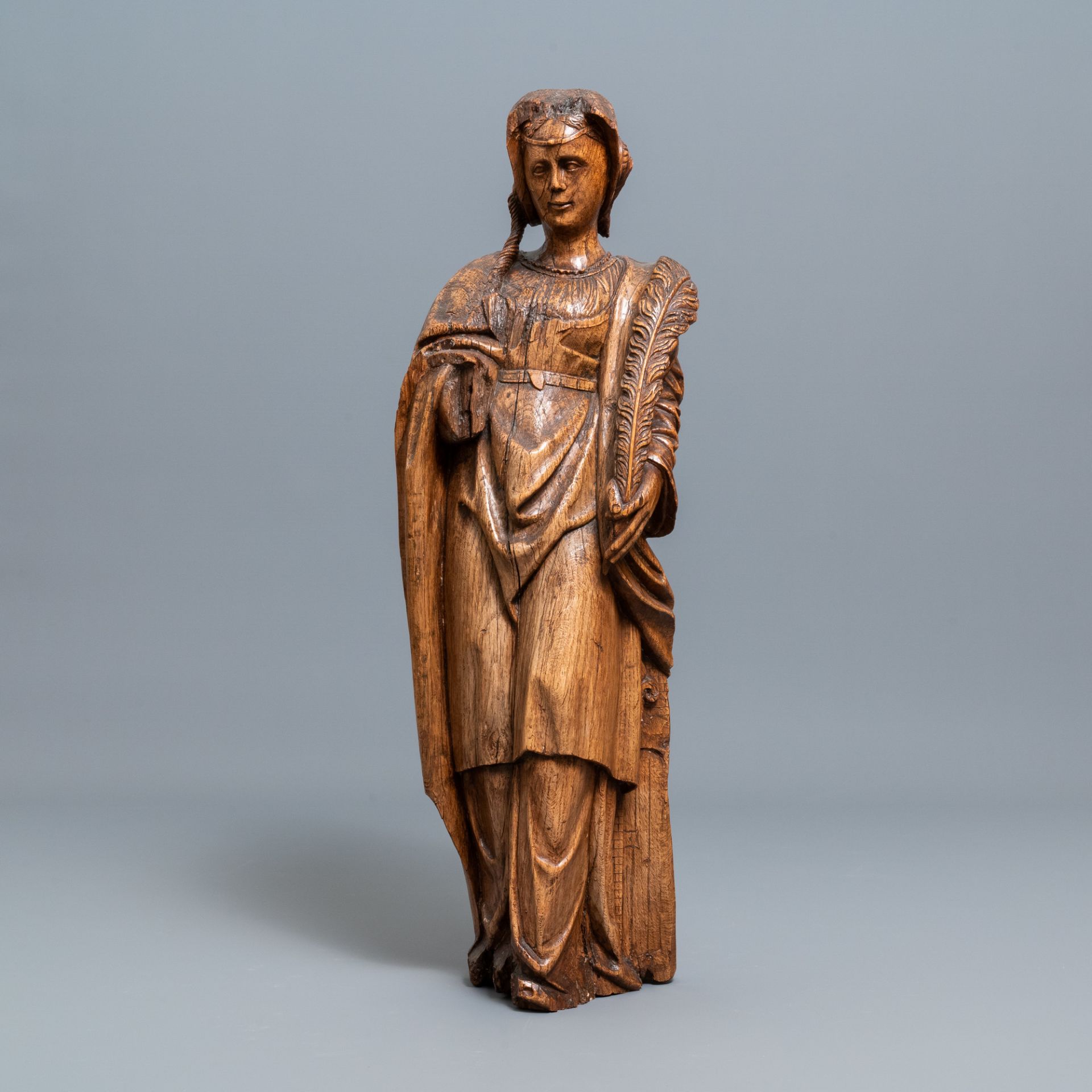 A large wooden figure of Saint Barbara, Germany, 16th C. - Image 2 of 7