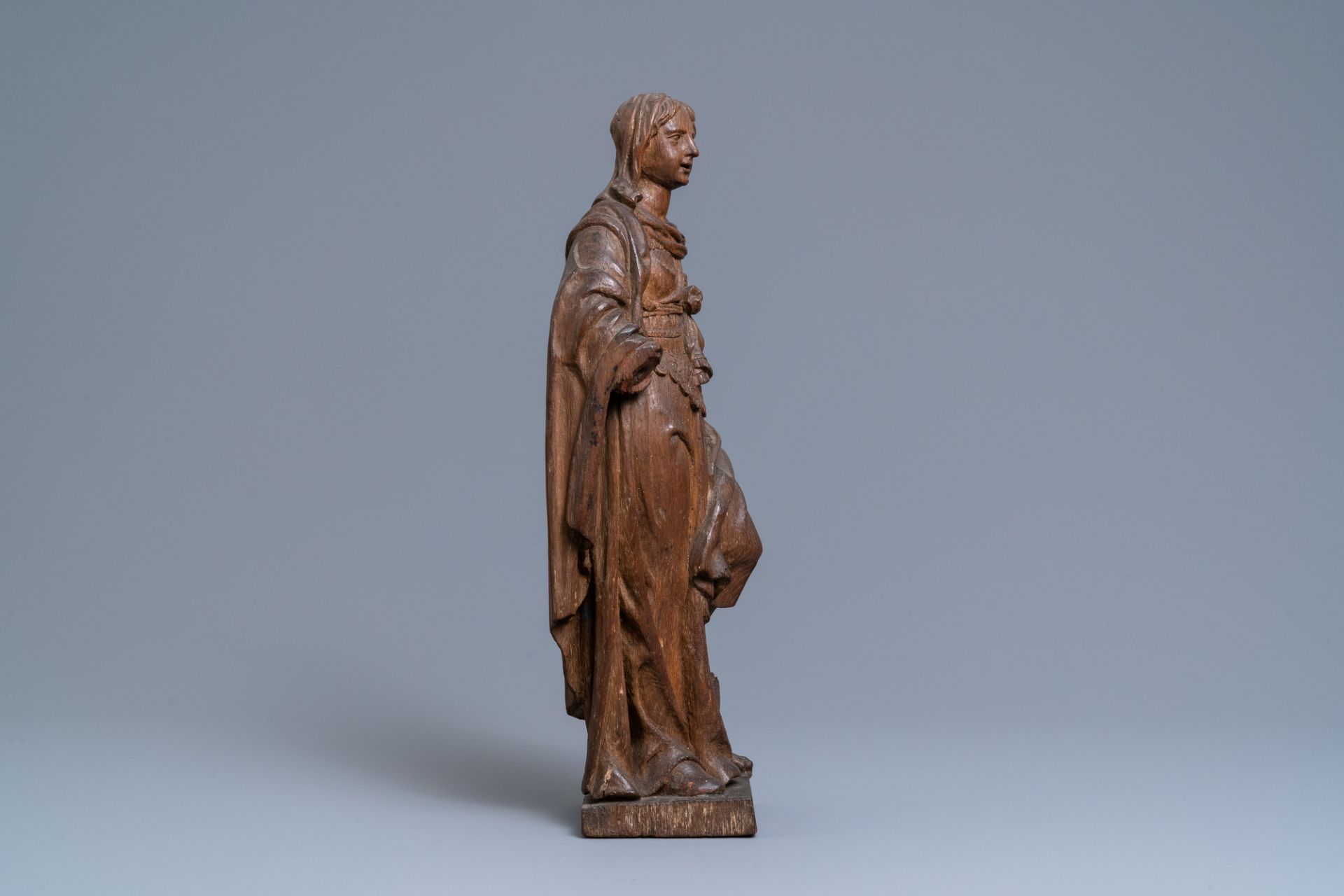 An oak figure of a female saint crushing a griffin, 2nd half 16th C. - Image 3 of 7