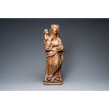 An oak figure of a Madonna with child, Flanders, 17th C.