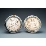 Two white marble medallions depicting Bacchus and Flora, probably Italy, 17th C.