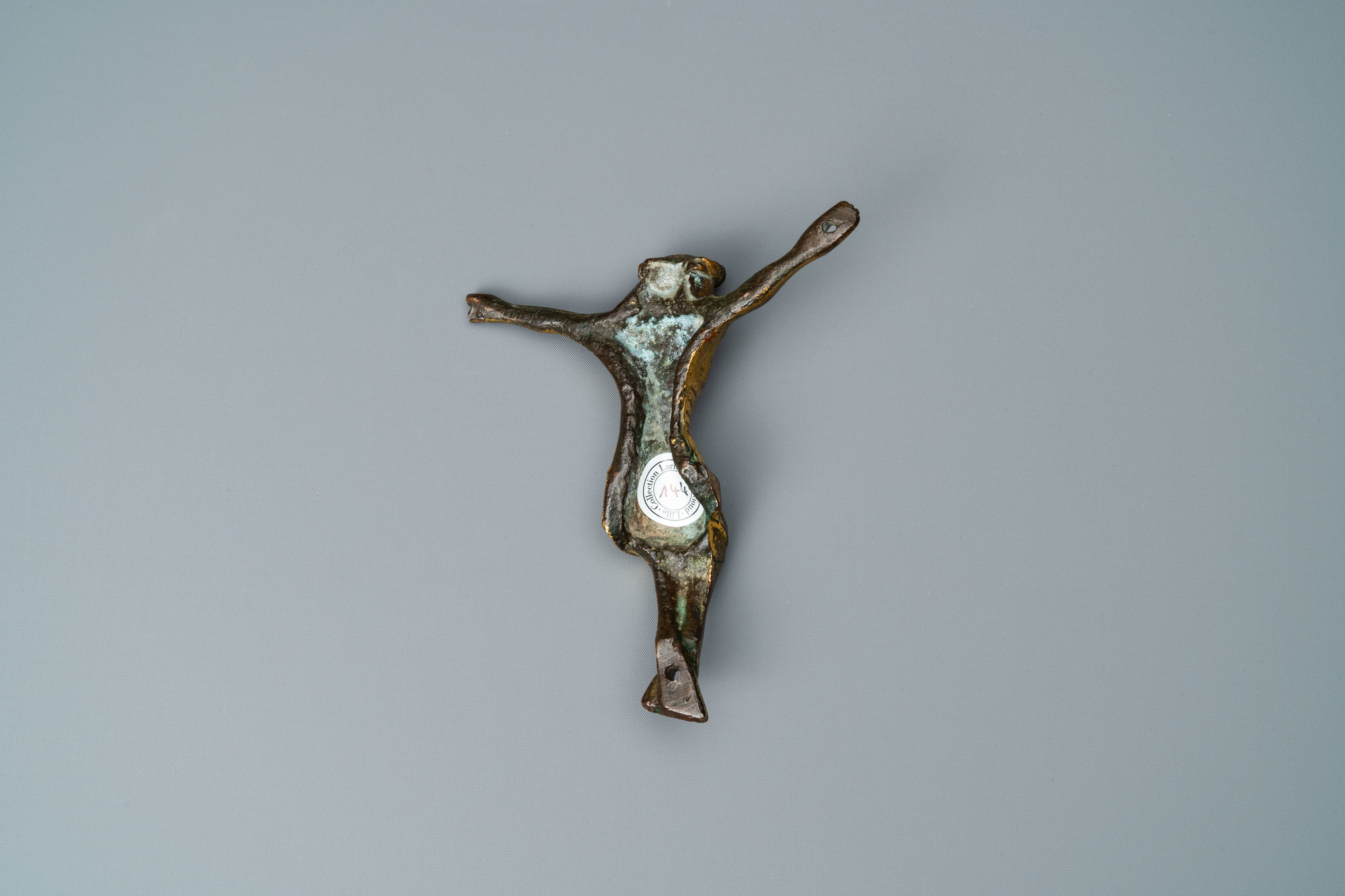 A gilt-bronze Corpus Christi, France, 14th C. - Image 3 of 3