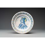 A Dutch maiolica orangist portrait dish with Prince William II of Orange, mid 17th C.