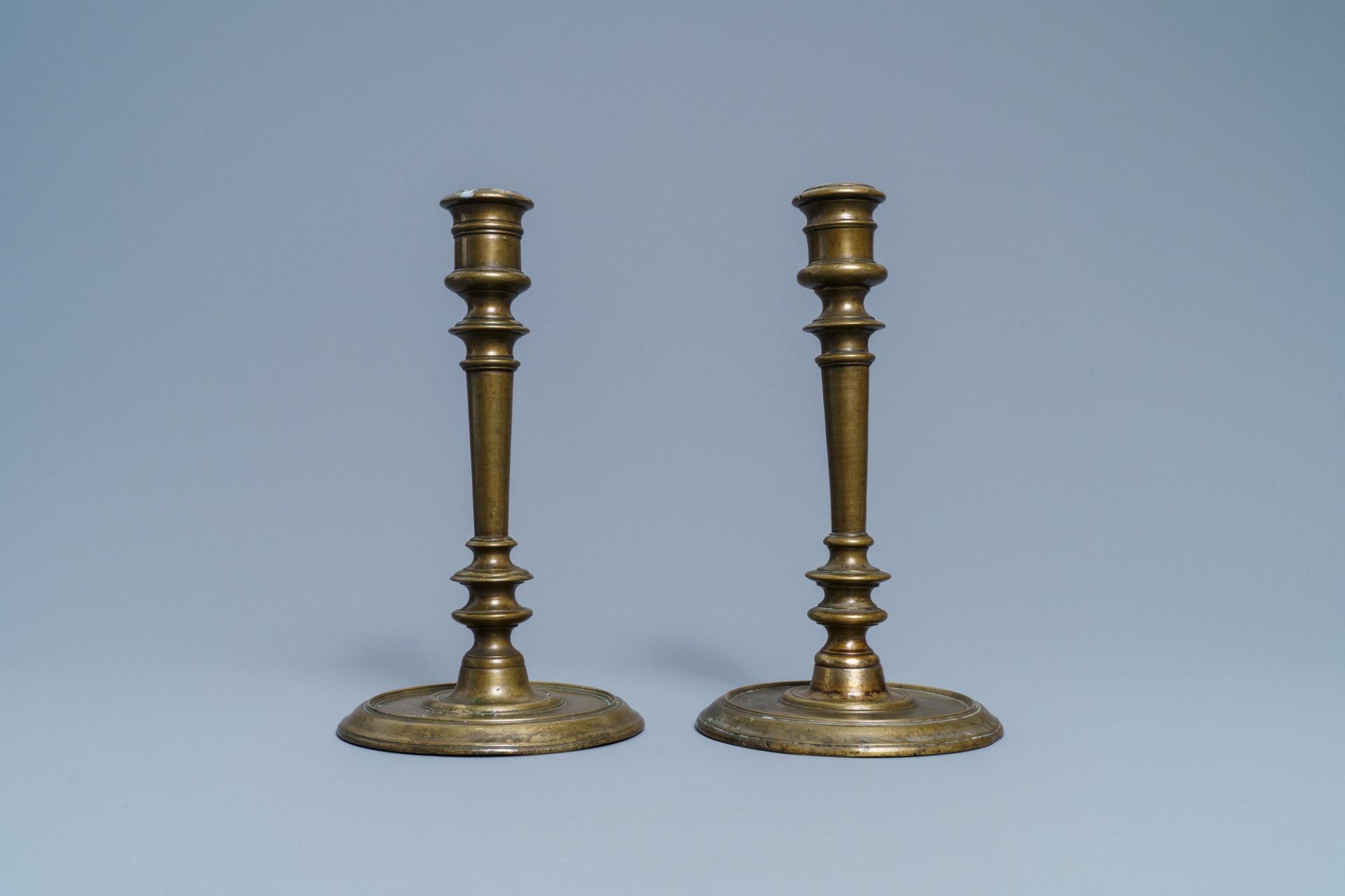 A pair of French bronze candlesticks, 2nd half 16th C. - Image 3 of 7