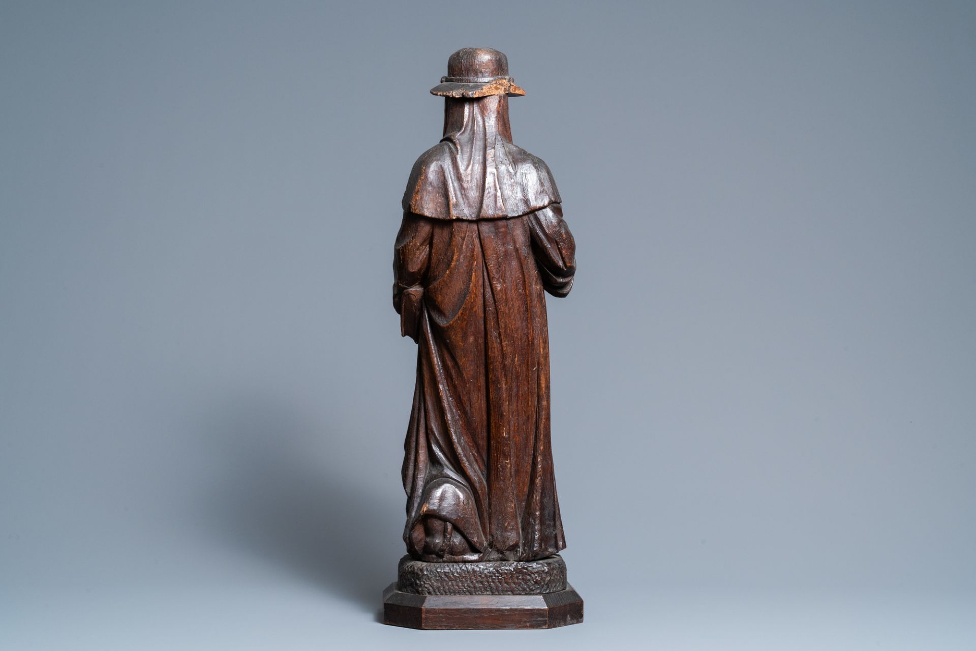 An oak figure of Saint Jerome, 16th C. - Image 3 of 6