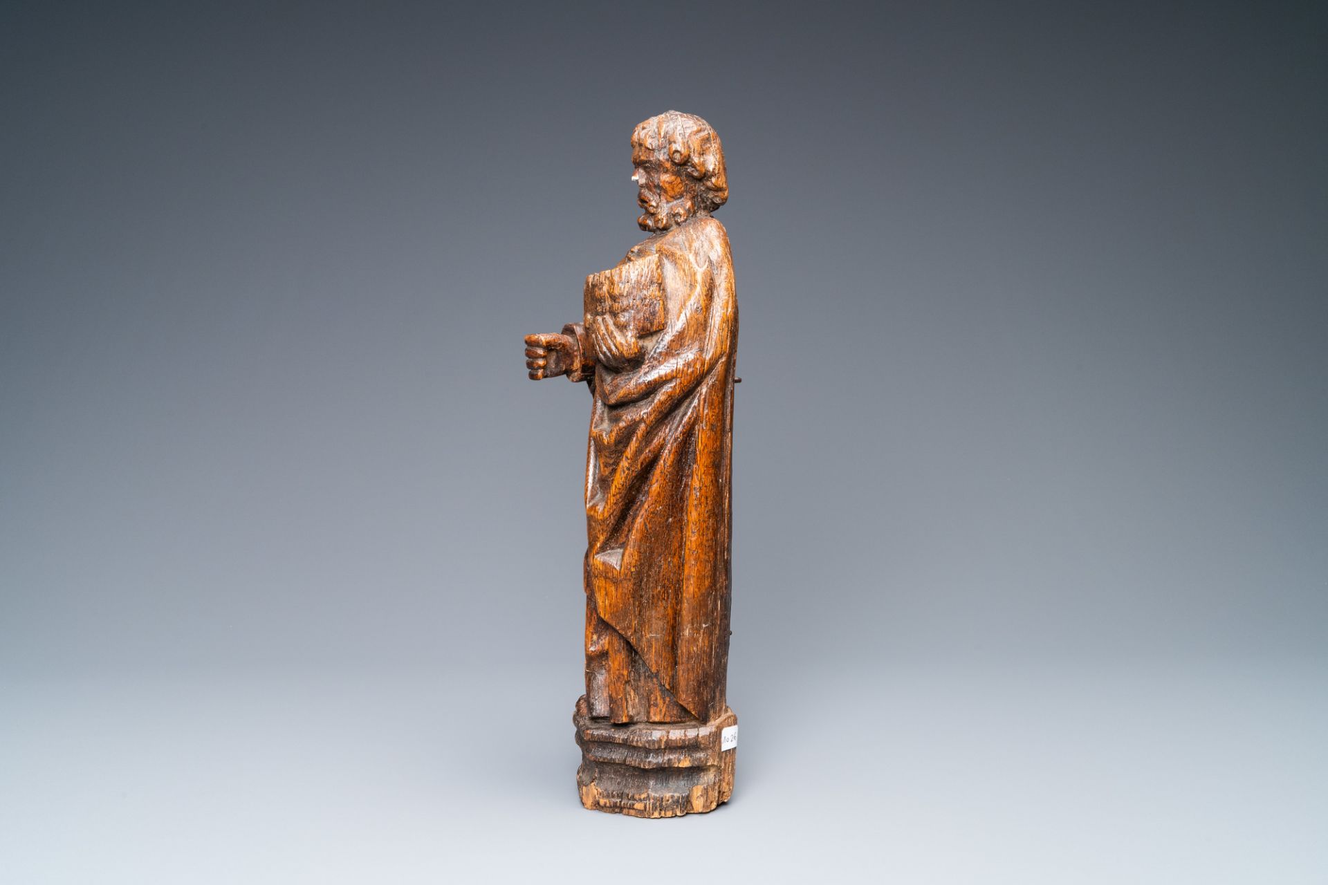 An oak figure of Peter the Apostle, Rhine Valley, Germany, 15th C. - Image 3 of 7