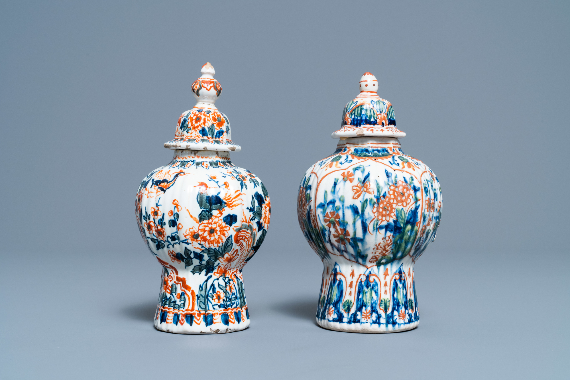 A polychrome petit feu and gilded Dutch Delft covered vase, a shoe and a pair of cashmere palette co - Image 9 of 19