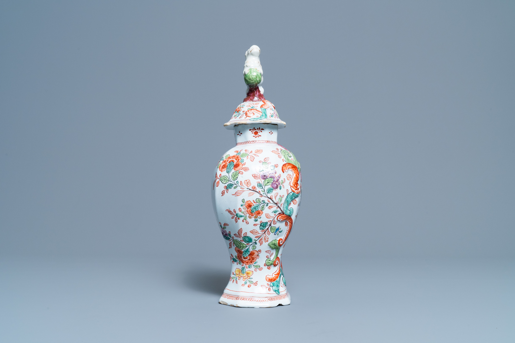A polychrome petit feu and gilded Dutch Delft covered vase, a shoe and a pair of cashmere palette co - Image 3 of 19