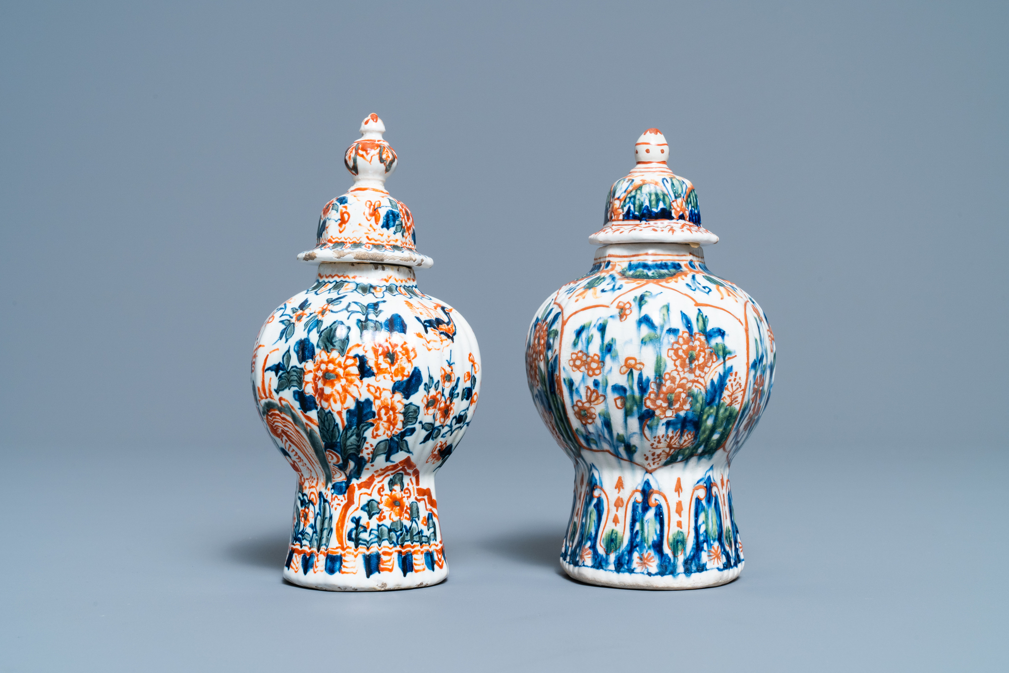 A polychrome petit feu and gilded Dutch Delft covered vase, a shoe and a pair of cashmere palette co - Image 10 of 19