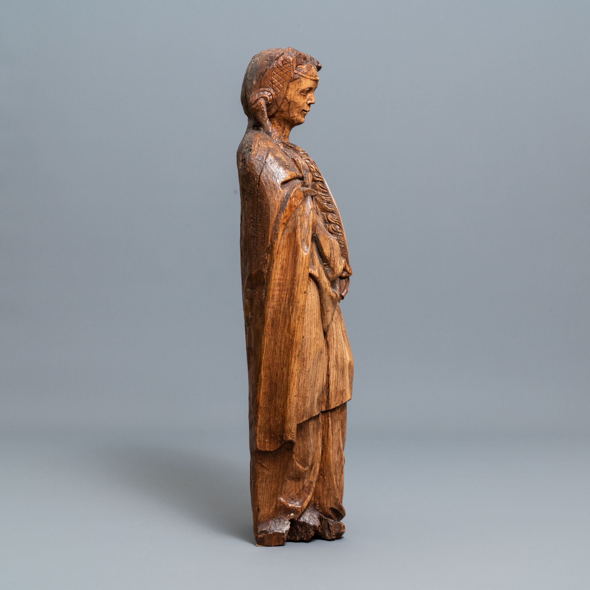 A large wooden figure of Saint Barbara, Germany, 16th C. - Image 5 of 7