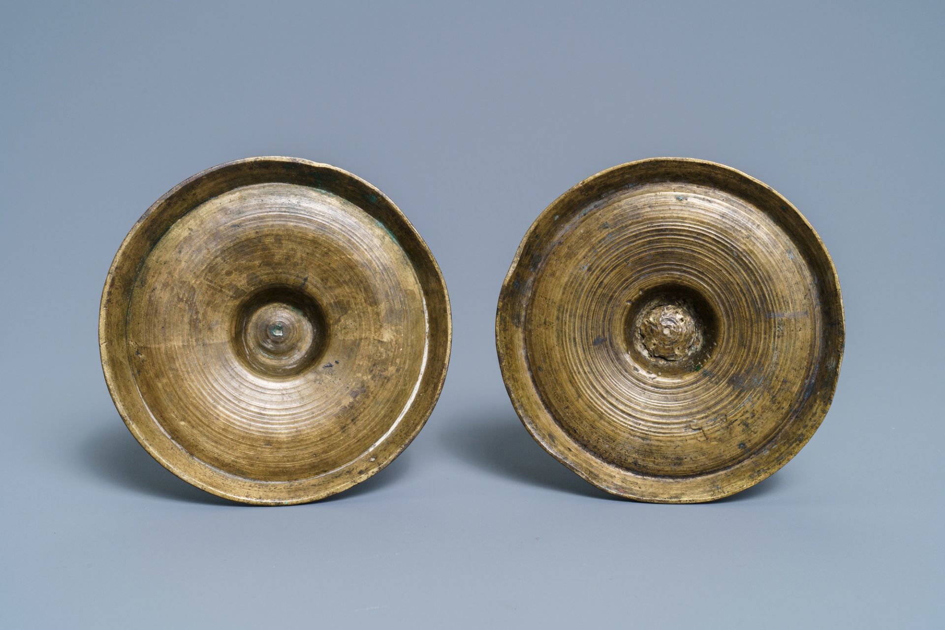 A pair of French bronze candlesticks, 2nd half 16th C. - Image 7 of 7