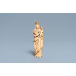 An ivory figure of a Madonna with child, probably France, 17th C.