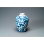 An exceptional and large Dutch Delft blue and white chinoiserie vase, 17/18th C.