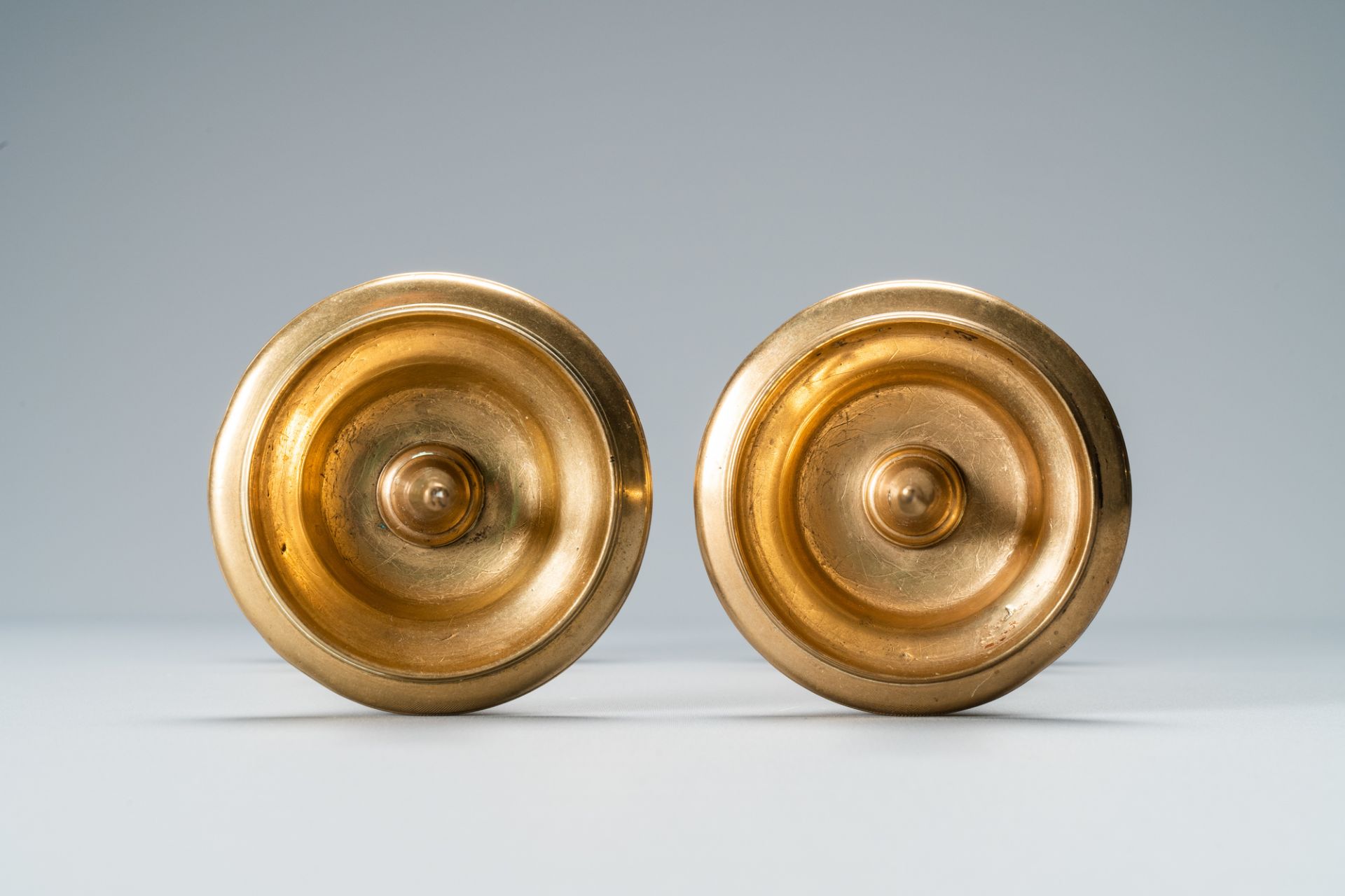 A pair of brass alloy candlesticks, Italy, 17th C. - Image 6 of 7
