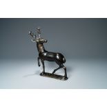 A bronze model of a stag, The Netherlands, 16th C.