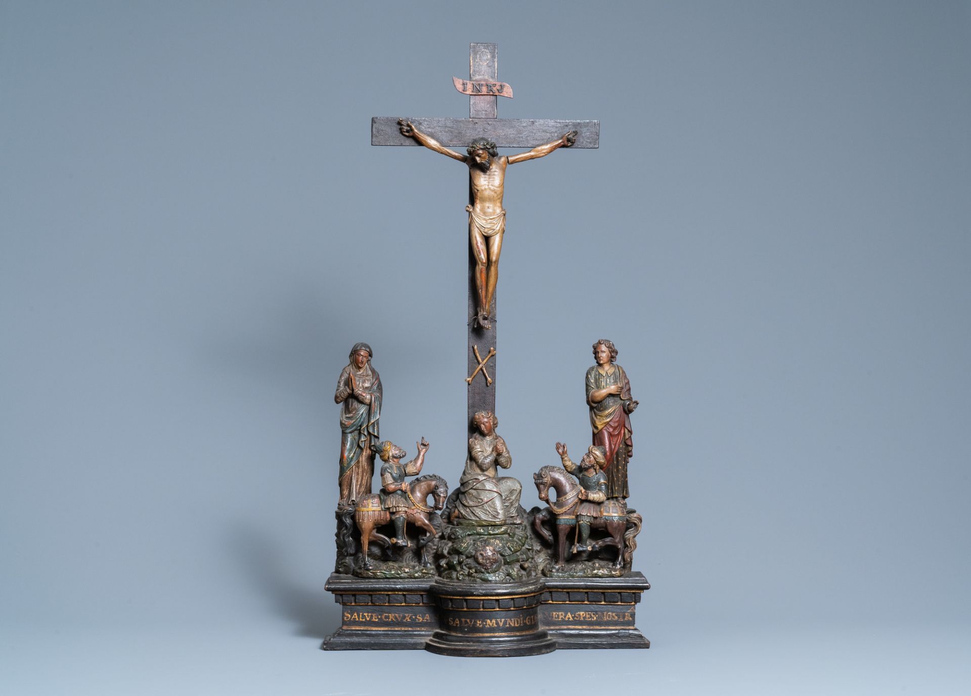 A polychromed wooden crucifixion group, Northern Italy, 16th C. - Image 2 of 10