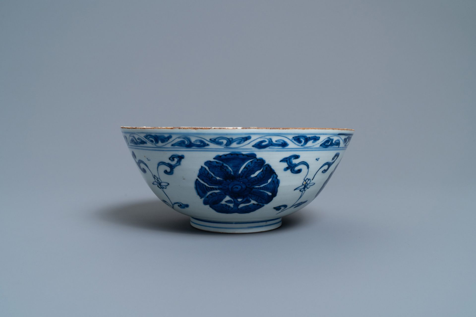 Six Chinese blue and white cups, six saucers and a bowl, Ming and Kangxi - Image 3 of 16