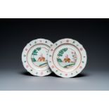 A pair of Chinese famille rose Indian market plates with an elephant and rider, Qianlong