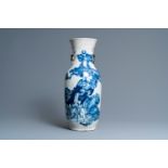 A Chinese blue and white Nanking crackle-glazed 'Li Tieguai' vase, 19th C.