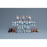 Thirty-eight Chinese blue and white, famille rose and monochrome miniature vases, Kangxi/Qianlong