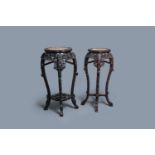 Two reticulated Chinese carved wooden stands, 19/20th C.