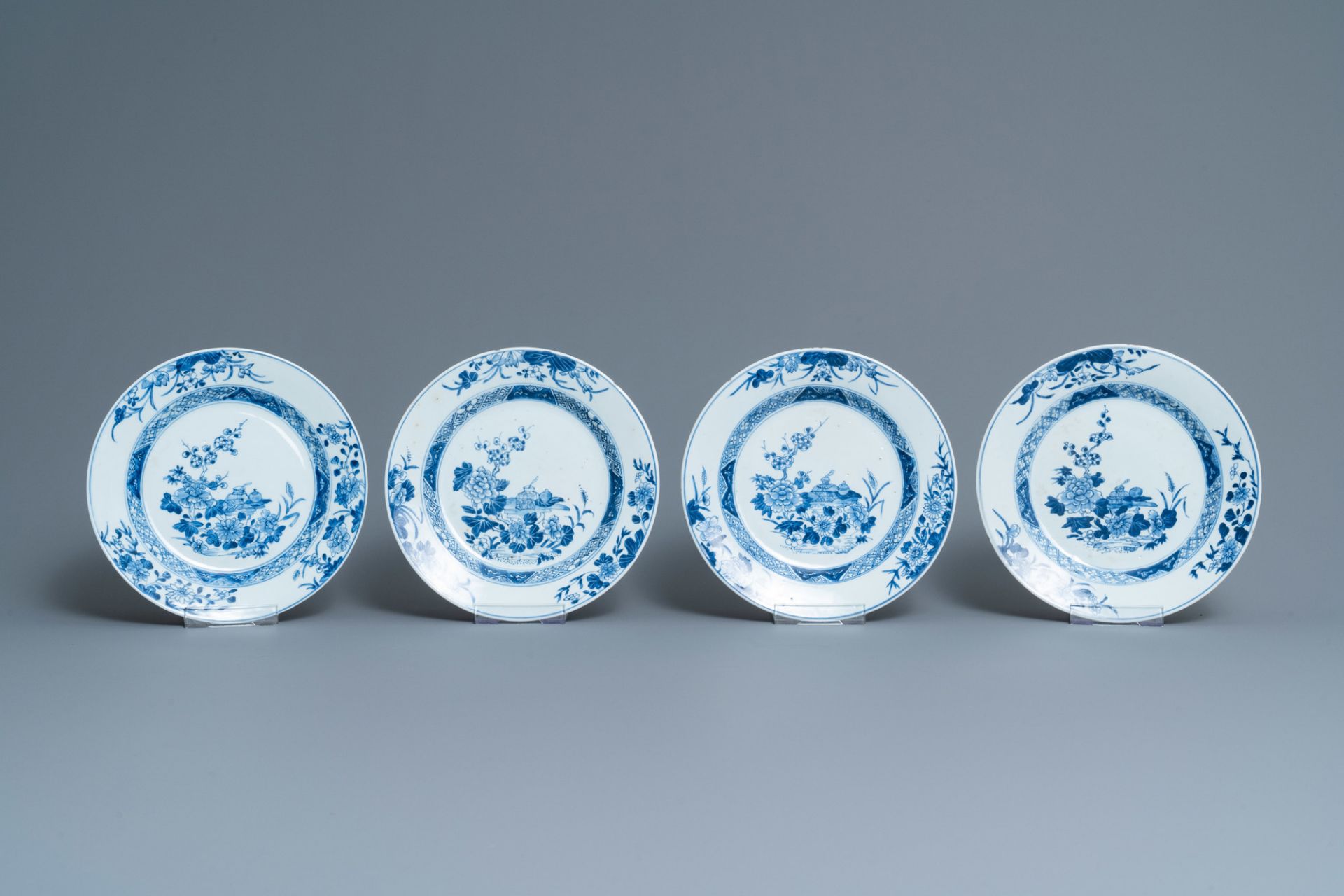 Eight Chinese blue and white dishes, a platter and three covered boxes, Yongzheng and later - Image 3 of 16