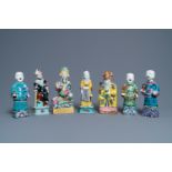 Seven Chinese famille rose figures, 18/19th C.