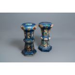 A pair of reticulated Vietnamese polychrome pottery stands, Lai Thieu, 1st half 20th C.