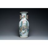 A Chinese qianjiang cai vase with two-sided design, 19/20th C.