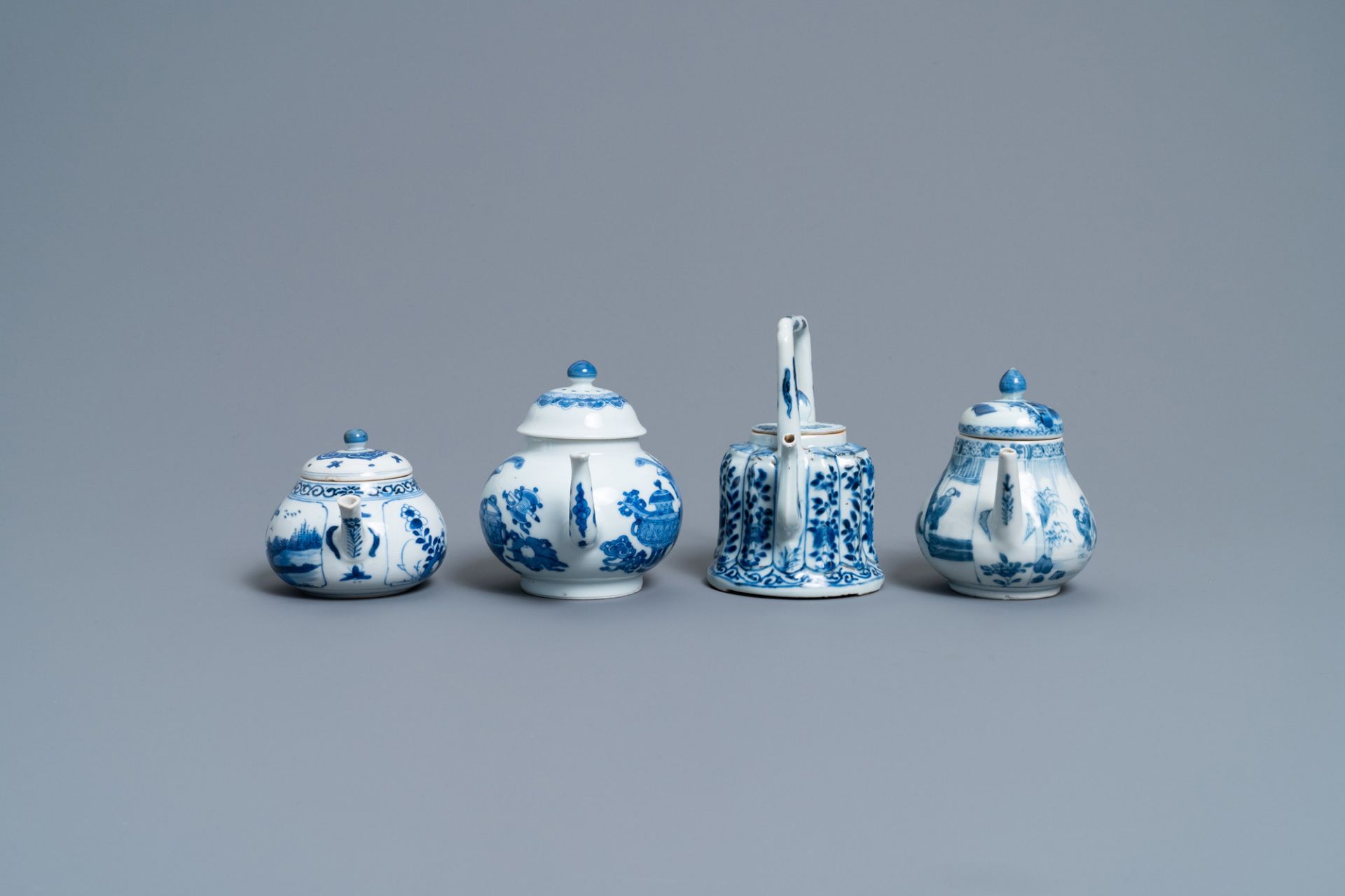 Four Chinese blue and white teapots and covers, Kangxi - Image 5 of 7