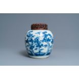 A Chinese blue and white 'Three friends of winter' jar, Kangxi