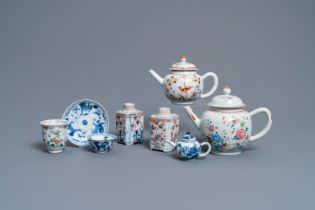 A collection of Chinese blue and white, famille rose, verte and Imari-style tea wares, Kangxi/Qianlo