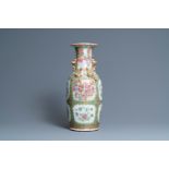 A Chinese Canton famille rose vase, 19th C.