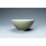 A fine Chinese Longquan celadon 'lotus' bowl, Yuan/Ming