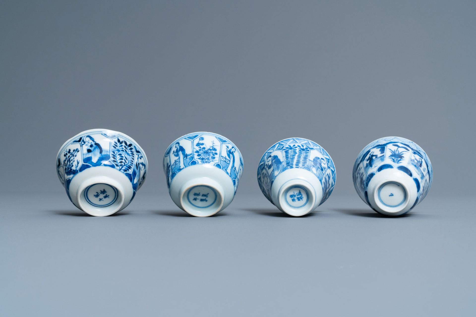 Forty-three Chinese blue and white cups and twenty-five saucers with 'Long Eliza', various marks, 19 - Image 7 of 13