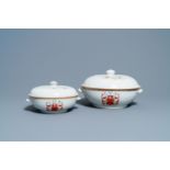 Two Chinese Scottish market Ross of Balnagowan armorial tureens and covers, Qianlong