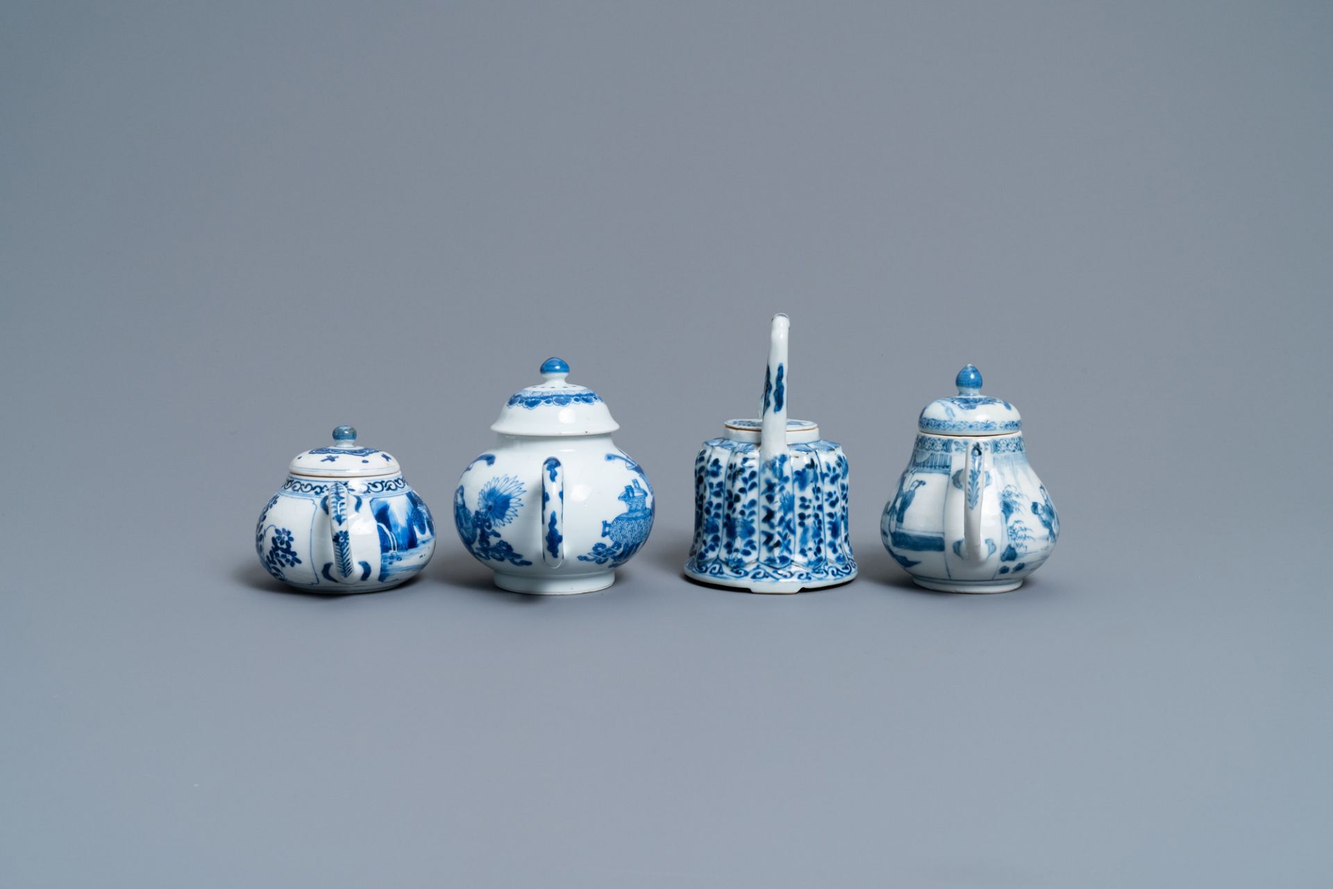 Four Chinese blue and white teapots and covers, Kangxi - Image 3 of 7