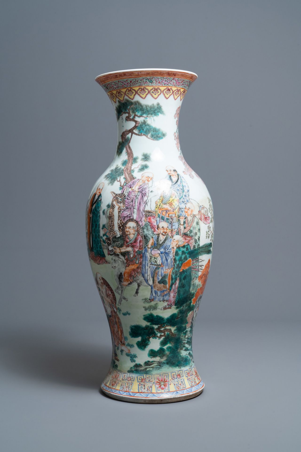 A large Chinese famille rose 'immortals' vase, Republic - Image 4 of 7