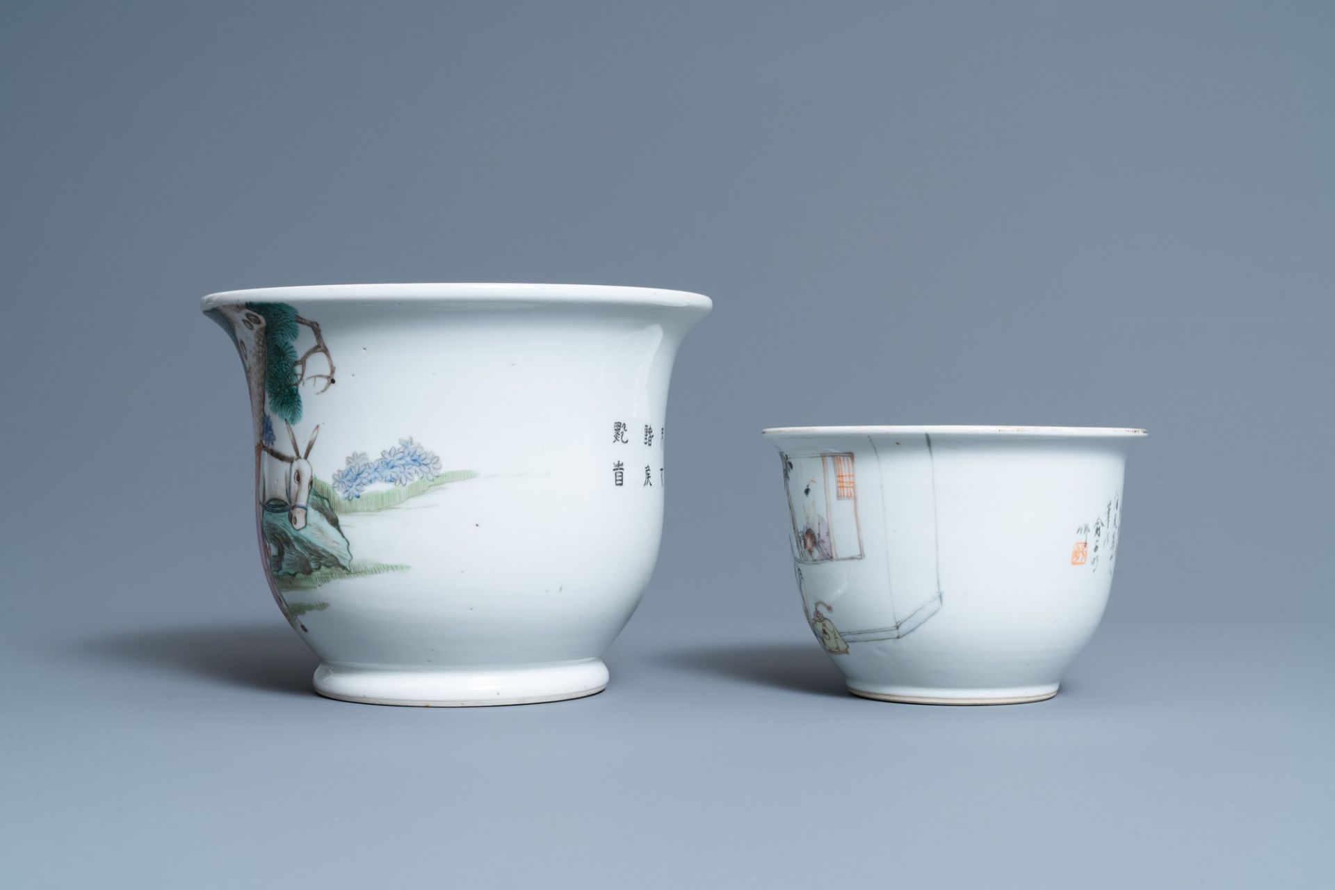 Two Chinese qianjiang cai jardinieres, 19/20th C. - Image 10 of 14